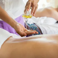 Relaxing back massage in a calm treatment room